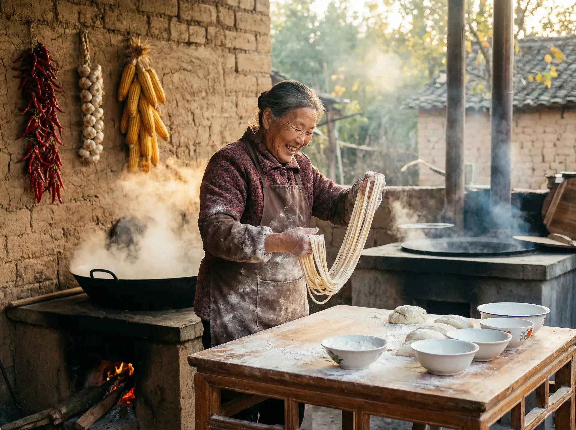 农家大嫂手擀面 - 妻子结婚了 乡村美食